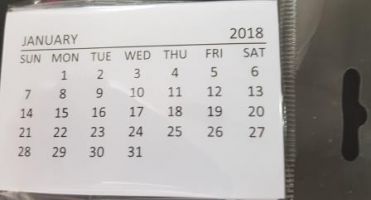 2018 Calendar Tabs - 75x50mm Black on white